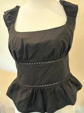 Adorable black sleeveless crop cotton top - Size S